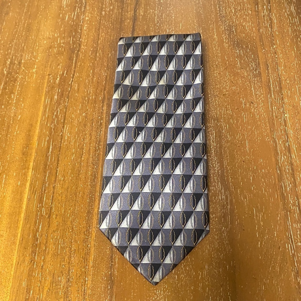 Lanvin Geometric Black and Gold Tie